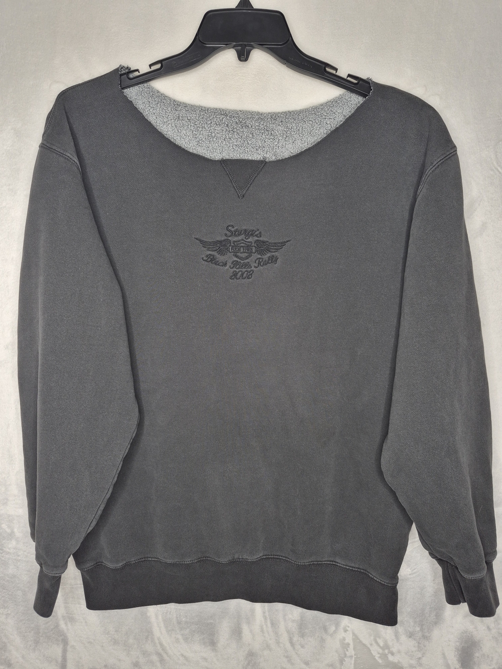 Sturgis 2008 Black Hills Rally Chopped Collar Sweatshirt Faded Black XL